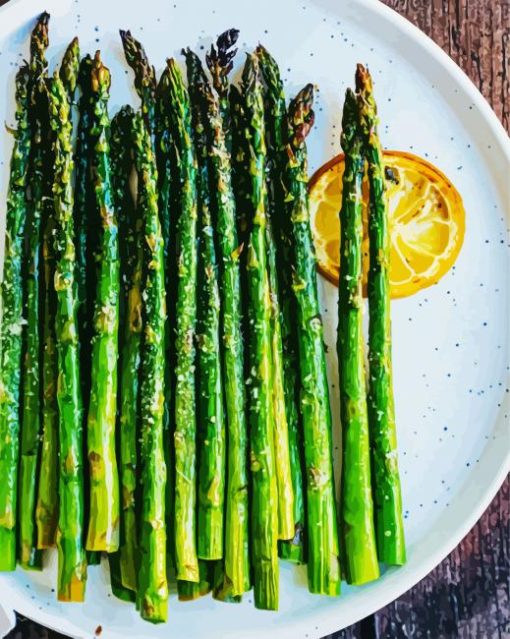 Asparagus Dish With Lemon paint by number