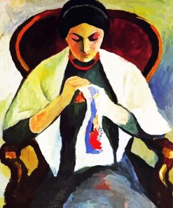 August Macke Woman Sewing paint by number