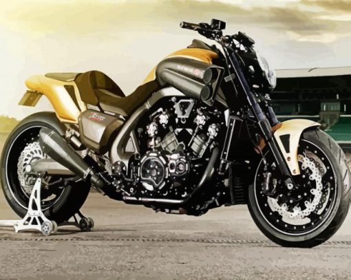 Black And Gold Yamaha VMax paint by number