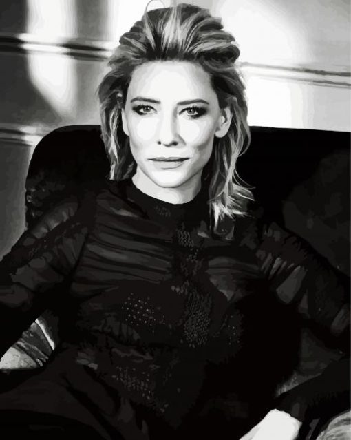 Black And White Cate Blanchett paint by numbers