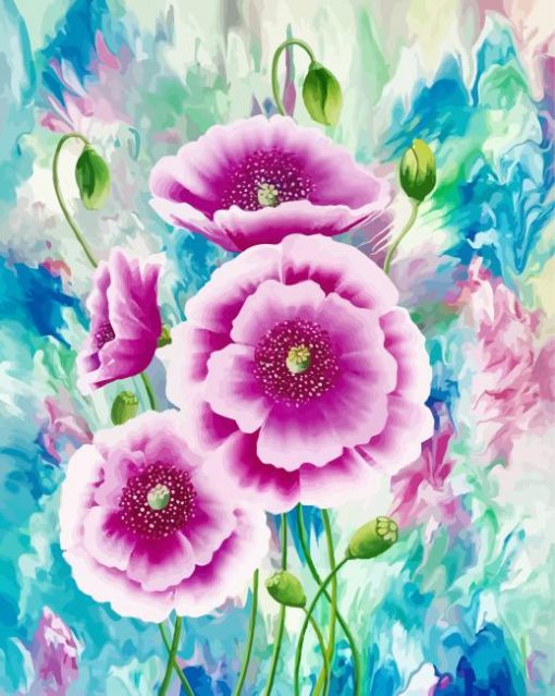 Blooming Purple Flowers paint by numbers