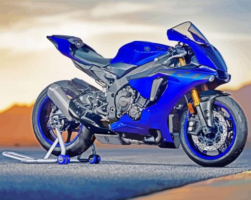 Blue Motorcycle paint by numbers