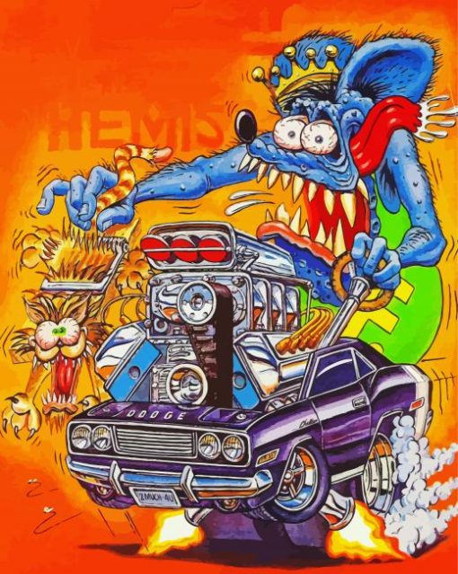 Blue Rat Fink paint by number