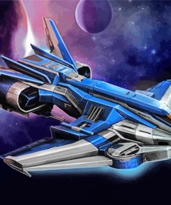 Blue Space Ship paint by numbers