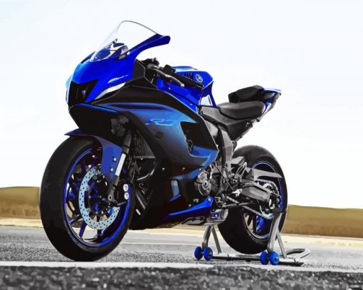 Blue Yamaha YZF R7 paint by numbers