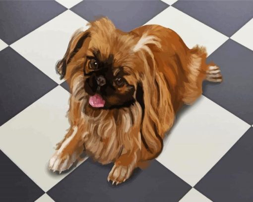 Brown Pekingese Dog paint by number