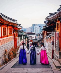 Bukchon Hanok Village Alley In Seoul paint by number