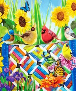 Cardinals And Sunflowers paint by numbers