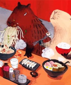 Capybara Eating Sushi paint by numbers