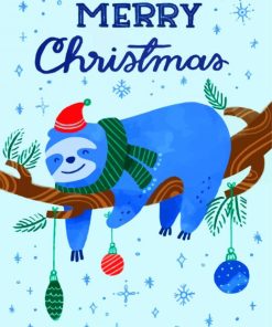 Christmas Blue Sloth paint by number