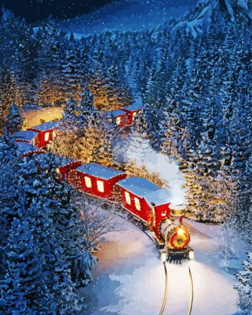 Christmas Train paint by number