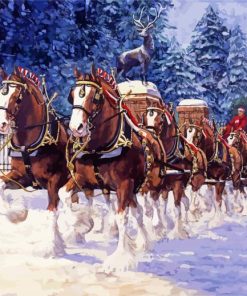 Christmas Clydesdale Horses paint by number