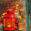 Christmas Time Red Lantern paint by number