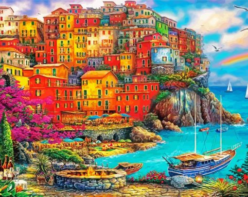 Cinque Terre Buildings paint by number