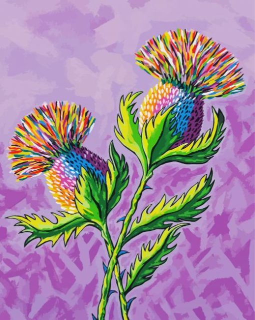 Colorful Thistles paint by number