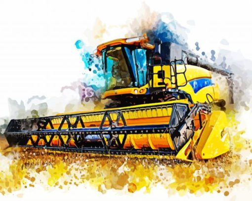 Combine Harvester Splatter Art paint by numbers