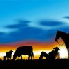 Cowboy Ranching Silhouette paint by numbers