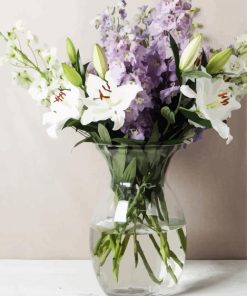 Delphiniums And Lilies Vase paint by number