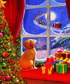 Dog In Christmas paint by number