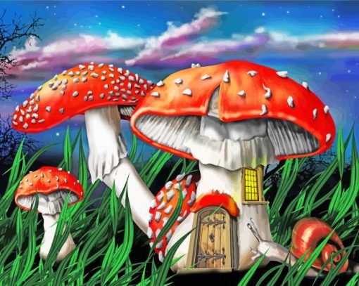 Fantasy Light Toadstools paint by numbers