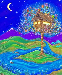 Fantasy Tree House Art paint by numbers