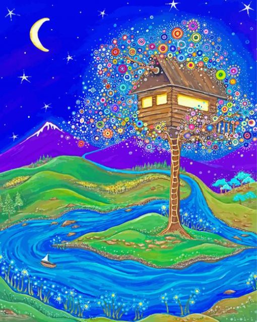 Fantasy Tree House Art paint by numbers