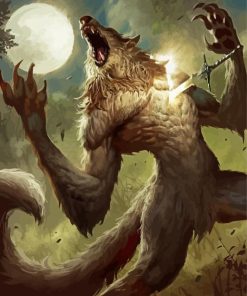 Fantasy Werewolf Howling paint by numbers