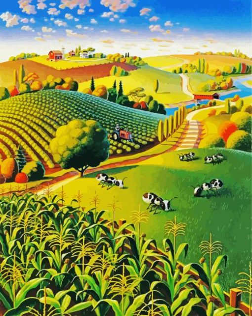 Farm Plantation Landscape paint by number