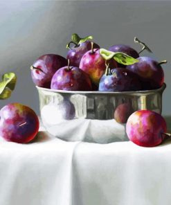 Fresh Plums In Bowl paint by number