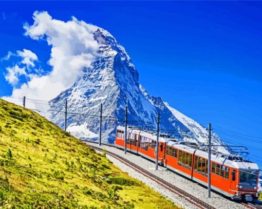 Gornergrat Railway Zermatt paint by numbers