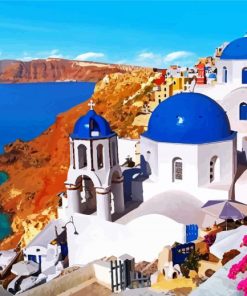 Greece Thira City Seascape paint by numbers