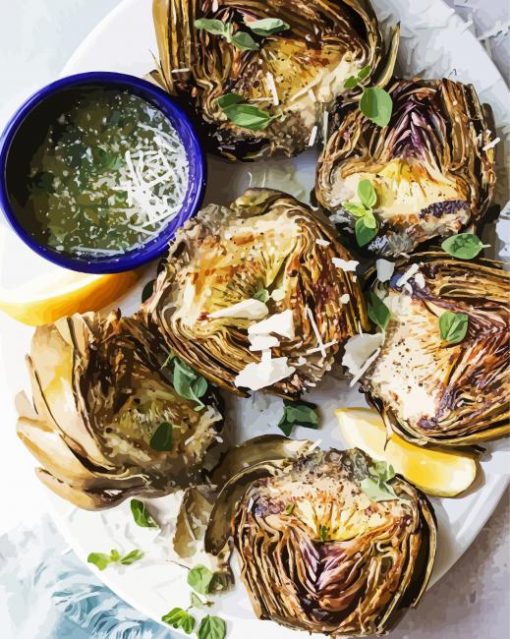 Grilled Artichokes paint by numbers