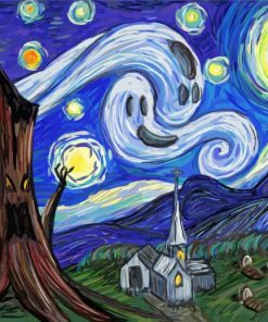 Halloween Starry Night paint by numbers