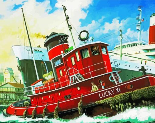 Harbour Tugboat Ship paint by number