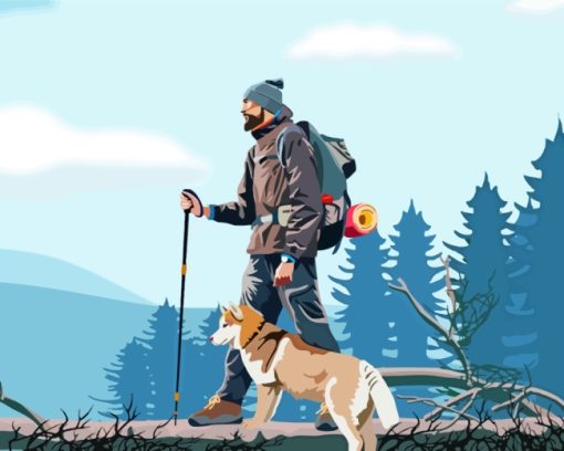 Hiking With Dog paint by number