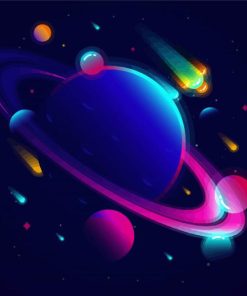 Illustration Saturn Planet paint by number