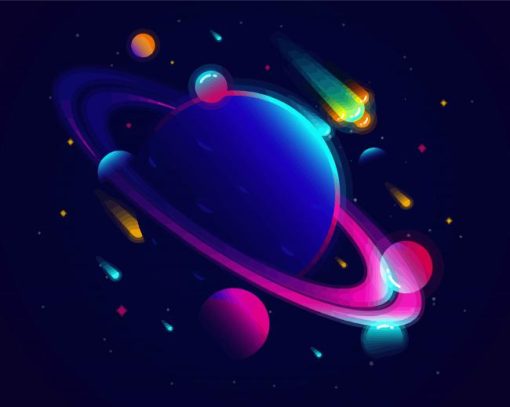 Illustration Saturn Planet paint by number