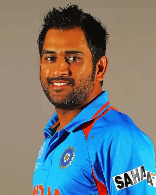 Indian Cricketer Dhoni paint by number