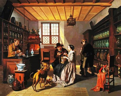 Interior Of Pharmacy Art paint by number