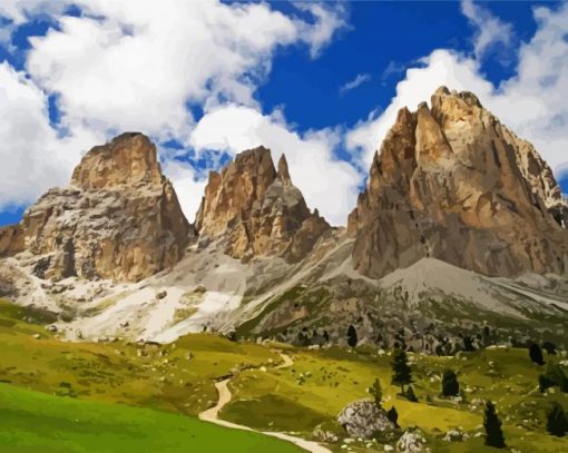 Italy Dolomites Mountains paint by number