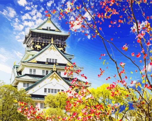 Japan Osaka Castle paint by number