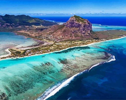 Le Morne Brabant Mauritius paint by numbers