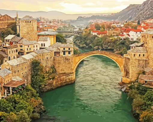 Mostar Bosnia And Herzegovina paint by number