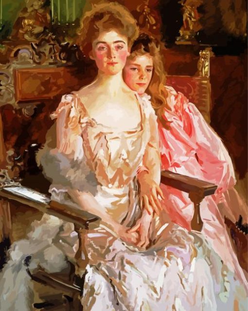 Mrs Fiske Warren And Her Daughter By Sargent paint by numbers