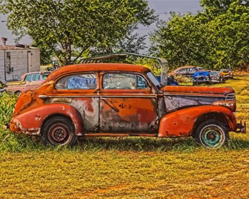 Old Rusted Car paint by number