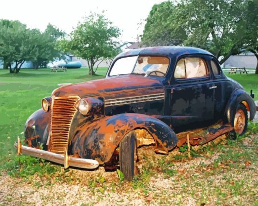 Old Rusty Car paint by number