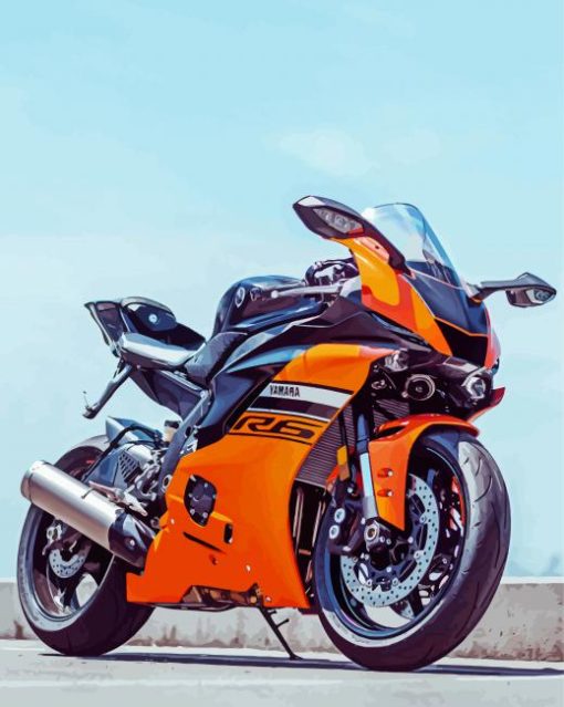 Orange Yamaha R6 paint by numbers