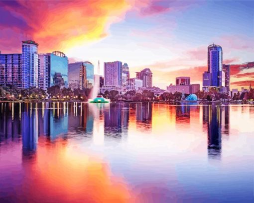 Orlando Florida At Sunset paint by number