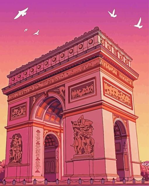 Paris Arc De Triomphe Poster paint by number