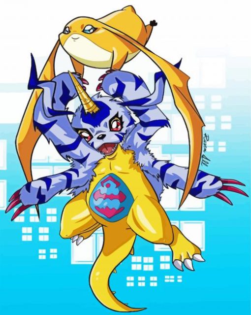 Patamon And Gabumon paint by number